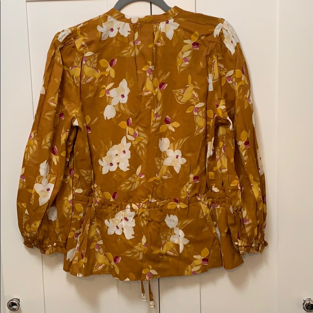 NEW! A New Day Brown Floral Drawstring Waist Top - Picture 3 of 7